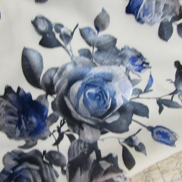 New ELIZA J Metallic One Shoulder Floral Print Ruffle Pencil Dress White Blue 2 - Picture 7 of 11